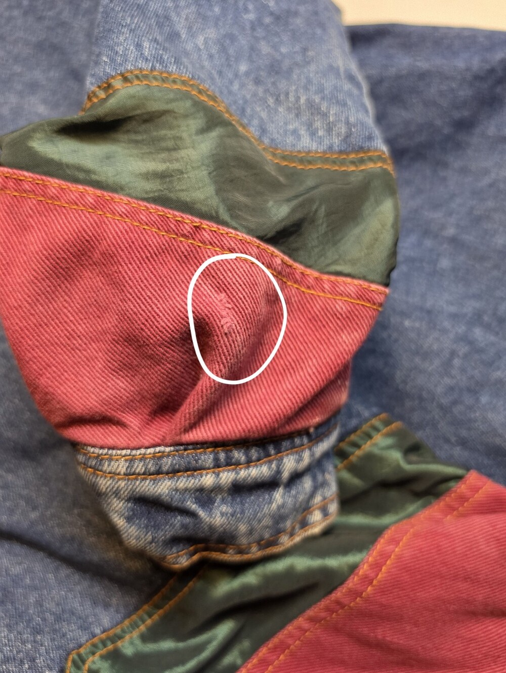 Vintage Denim Blue Jean Oversized Jacket Aztec Tapestry Corduroy Patchwork - Picture 10 of 14